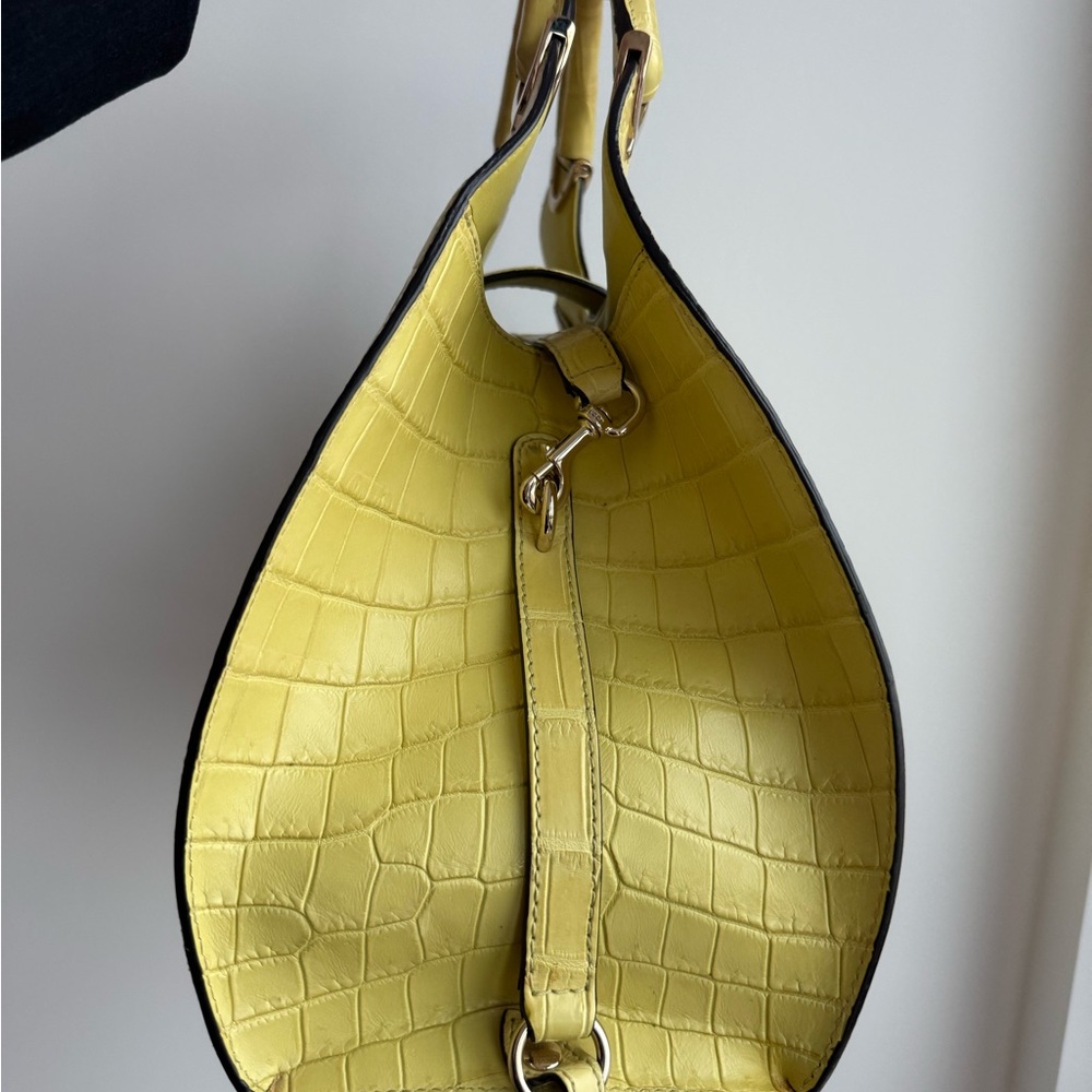 Yellow EXOTIC Croc GUCCI bag  Top-Handle Tote - Women Bags - Picture 3 of 7